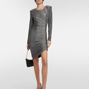 Veronica Beard metallic silver Cyrus long sleeve jersey dress - Large